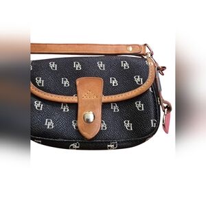 Dooney & Bourke Black Wristlet with Tan Trim
